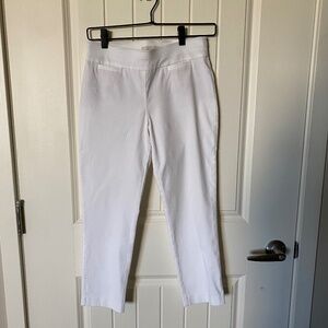Talbots Stretch Waist Pull on White Work Pants/ Capris, Women's Petite Size 2